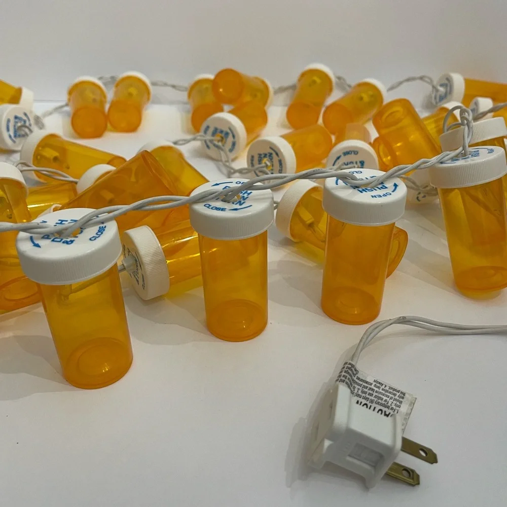 Pill bottle light strand, healthcare graduation Christmas party light strand